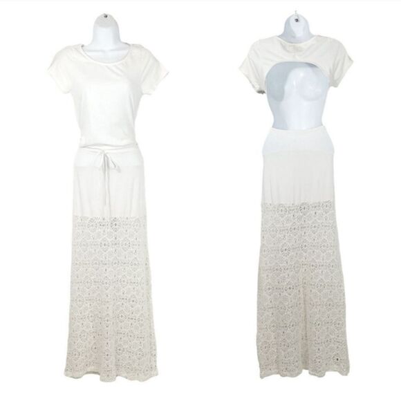 NEW Free People Nightcap Dreamcatcher Open Back Crochet Maxi Dress in White - Picture 4 of 15